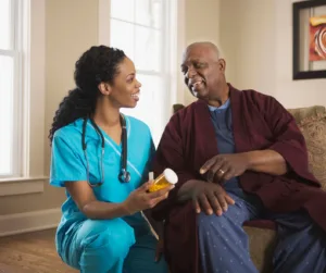 nurse and an elder patient